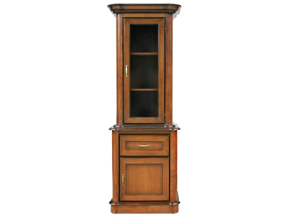 Klassische Glasvitrine Antik-Kirsche mit Aufsatz B17+B02