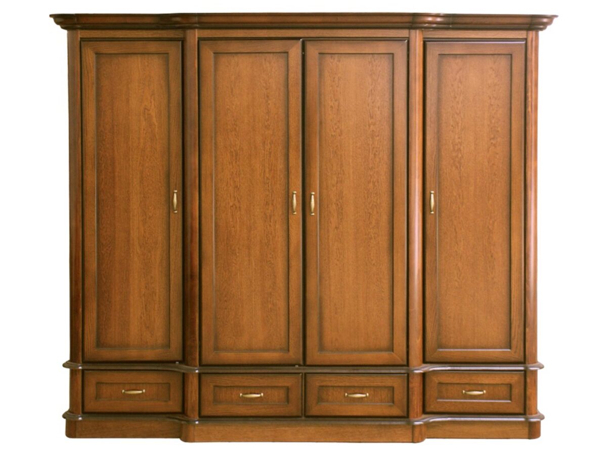 Eleganter Kleiderschrank Antik-Kirsche mit Regalen Bawaria B23
