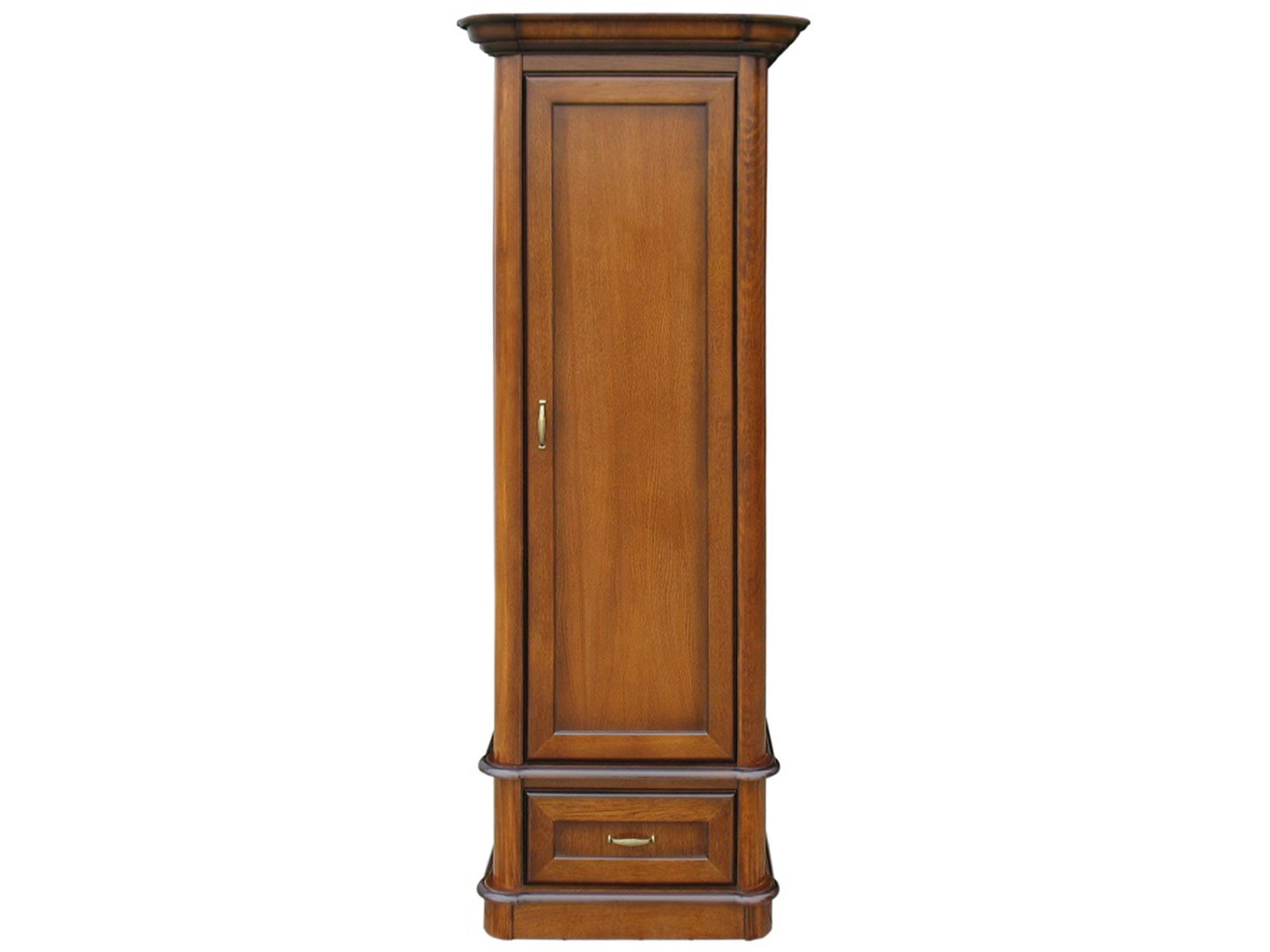 Wysoka drewniana szafa z pełnymi drzwiami, styl klasyczny Wysoka drewniana szafa z pełnymi drzwiami, styl klasyczny