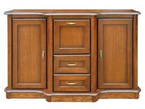 Miniatúra 7 - Drevená komoda s troma zásuvkami a ozdobnými úchytkami, klasický štýl