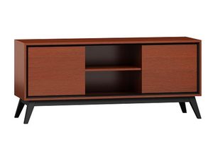 Miniaturka 1 - Drewniana szafka RTV z czarnymi metalowymi nogami i minimalistycznym designem do nowoczesnego wnętrza