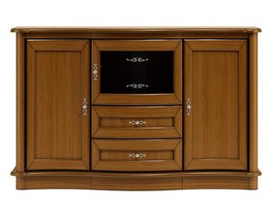 Miniatúra 10 - Drevená komoda s vyrezávanými detailmi a mnohými zásuvkami do elegantného interiéru