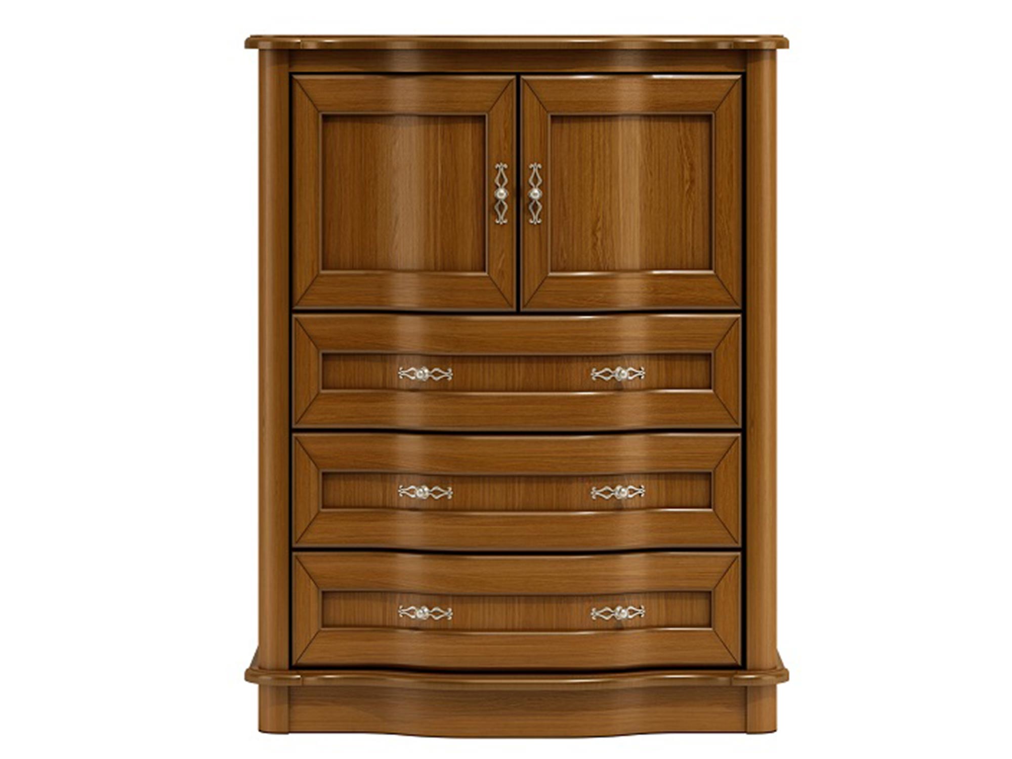 Drewniana komoda z rzeźbionymi detalami, wieloma szufladami i klasycznym wykończeniem do eleganckiego wnętrza