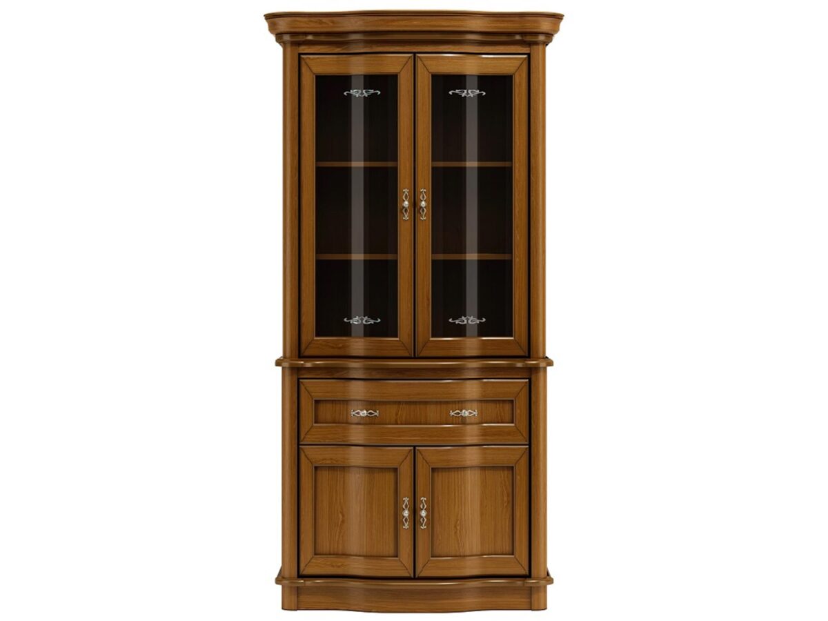 Kombinierte Vitrine mit Aufsatz Eiche CAREN C15+C14
