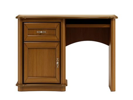 Klasyczne biurko z drewnianym blatem, rzeźbionymi detalami i eleganckim wykończeniem do gabinetu