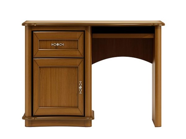 Klasické psací stůl s dřevěným deskou, vyřezávanými detalami a elegantním povrchovou úpravou do gabinetu
