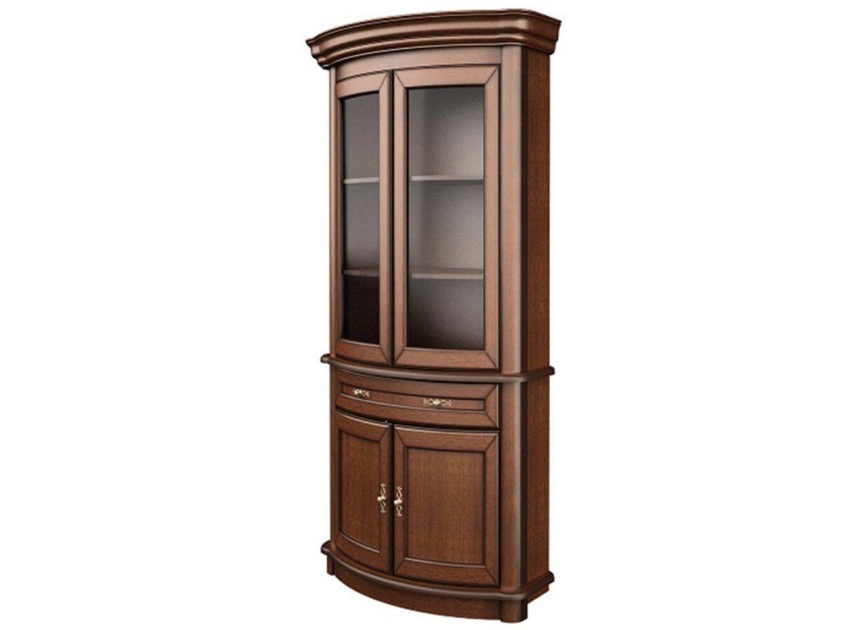 Eckvitrine aus Glas braun Hawana