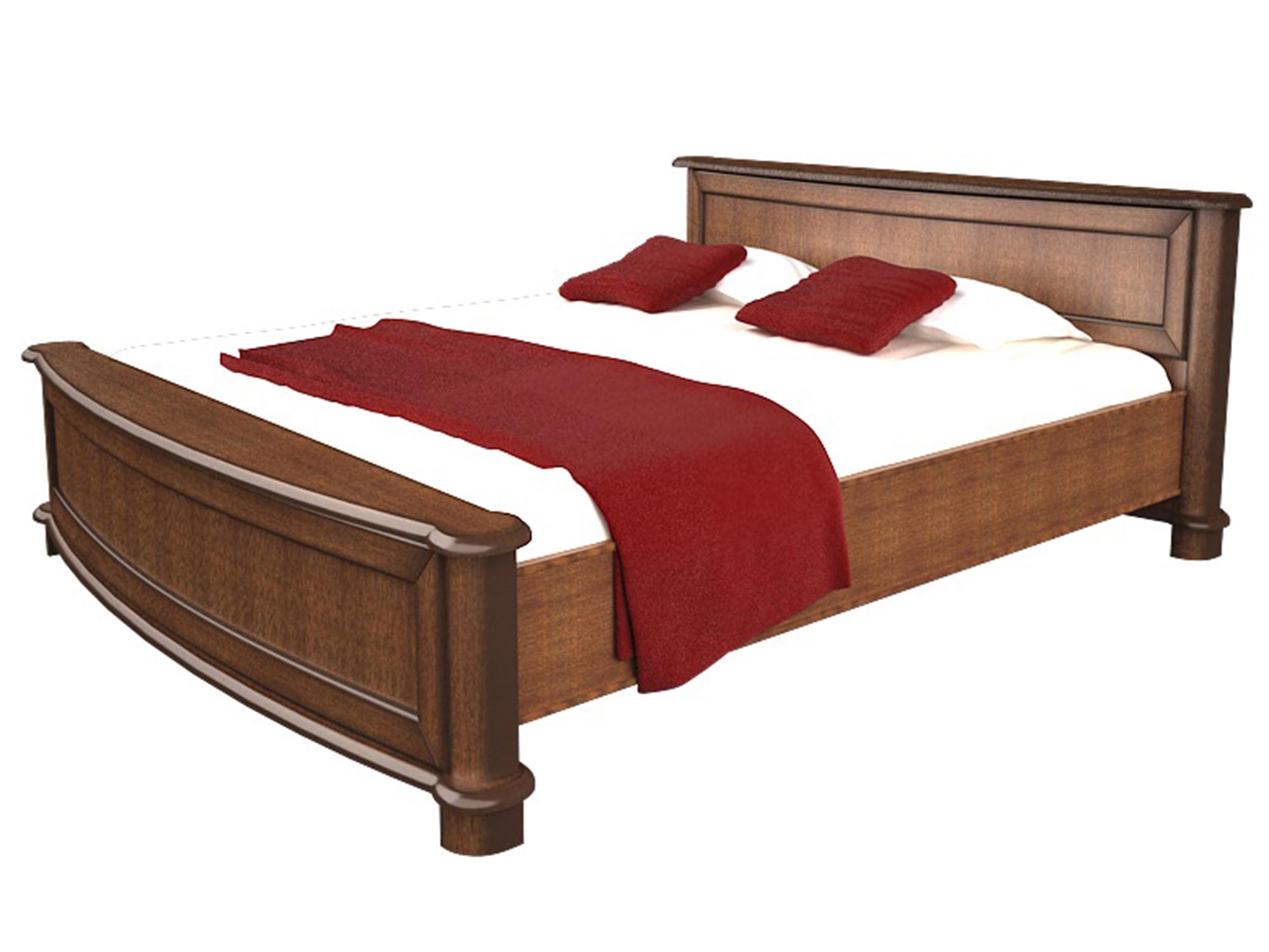 Klasyczne łóżko z drewnianą ramą, rzeźbionymi detalami i wysokim wezgłowiem do eleganckiej sypialni Klasyczne łóżko z drewnianą ramą, rzeźbionymi detalami i wysokim wezgłowiem do eleganckiej sypialni