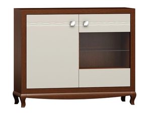 Miniatúra 4 - Drevená vitrína s presklenými dvierkami a vyrezávanými nohami v retro štýle do elegantnej obývačky