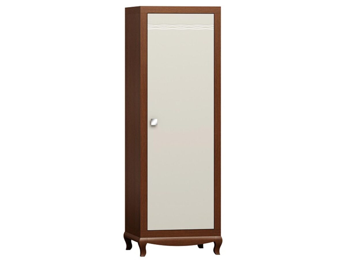 Minimalistická poloviční skříň Bianco Crema a kaštan Largo L17