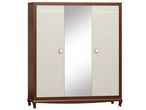 Miniatura 5 - Skříň s dřevěnými čely, velkým zrcadlem a vyřezávanými detaily v retro stylu do stylového interiéru