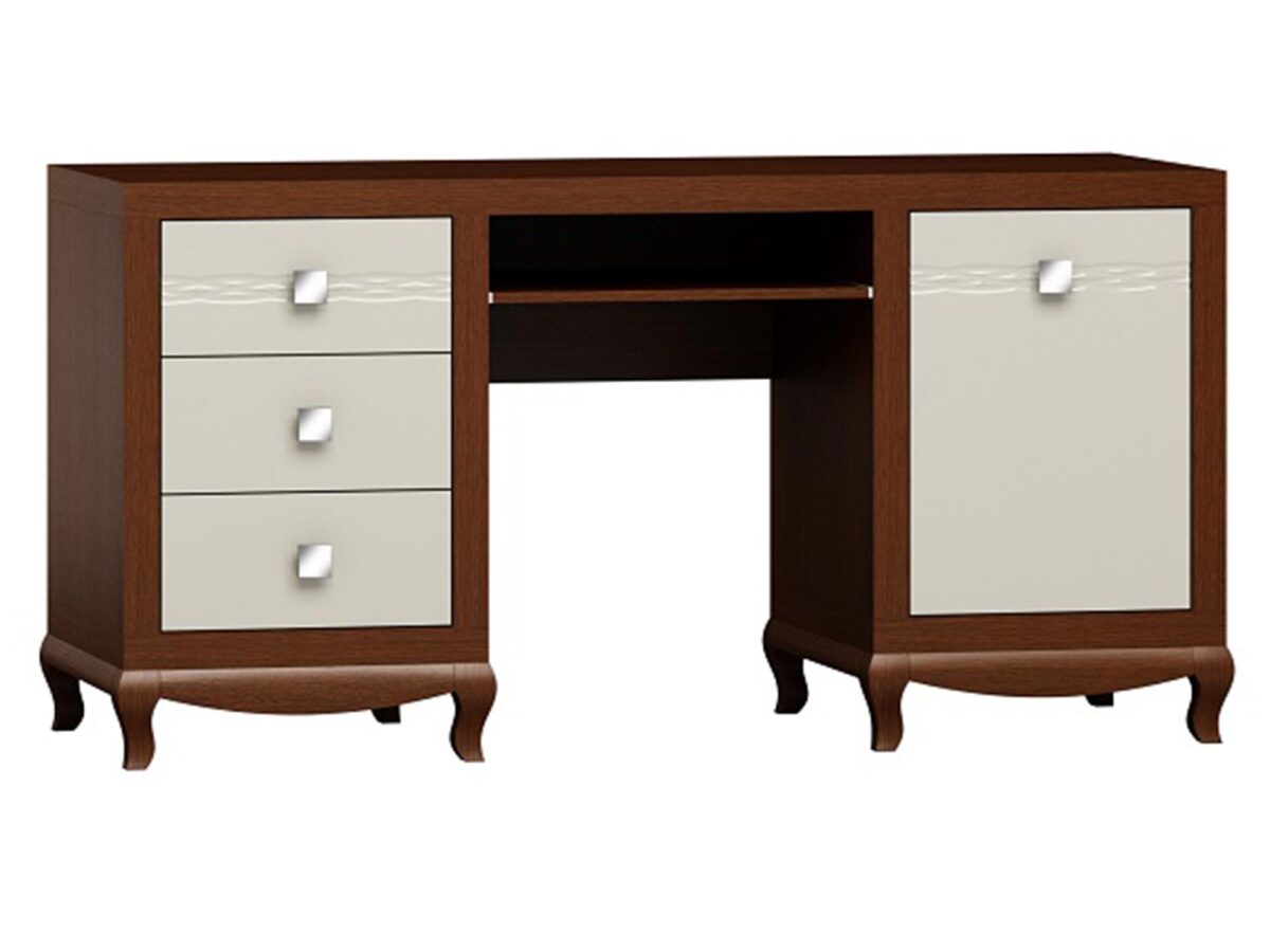 Schreibtisch Bianco Crema/kastanienbraun Largo L20 Design