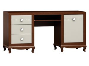 Miniatúra 4 - Pracovný stôl s vyrezávanými nohami, drevenou doskou a bielymi zásuvkami vo vintage štýle do kabinetu