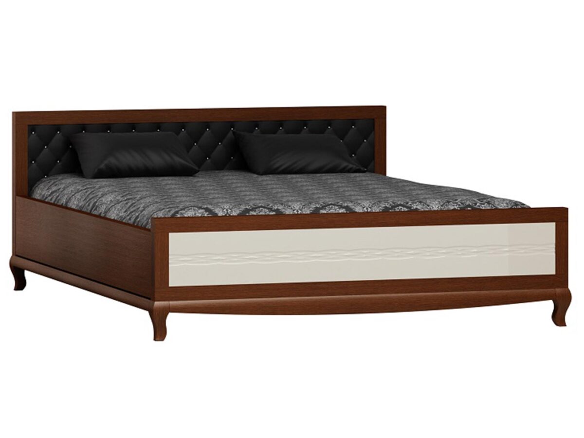 Doppelbett 180×200 cm Bianco Crema/kastanienbraun Largo L22 Minimal