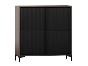 Miniatura 3 - Skříňka s tmavými čely, štíhlými nohami a svislými drážkami v minimalistickém stylu