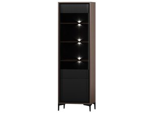 Miniatura 3 - Vitrína s tmavými čely, prosklenými dveřmi a LED osvětlením v loftovém stylu