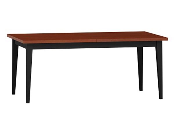 Moderní stůl s dřevěným deskou a černými kovovými nohami do stylowej jídelny