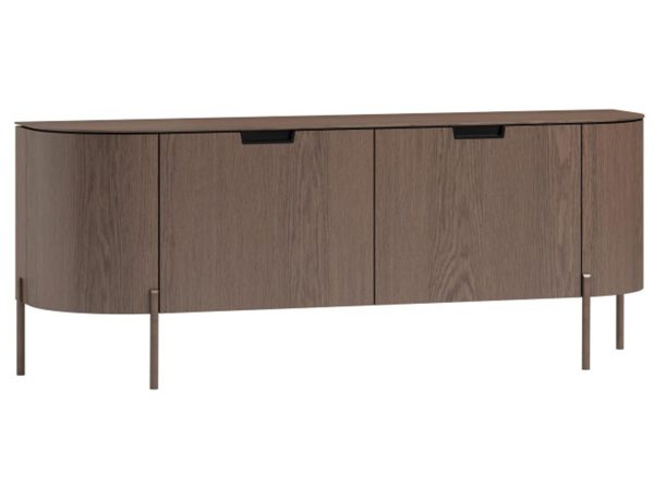 Dřevěná TV skříňka s kovovými nohami, moderní styl