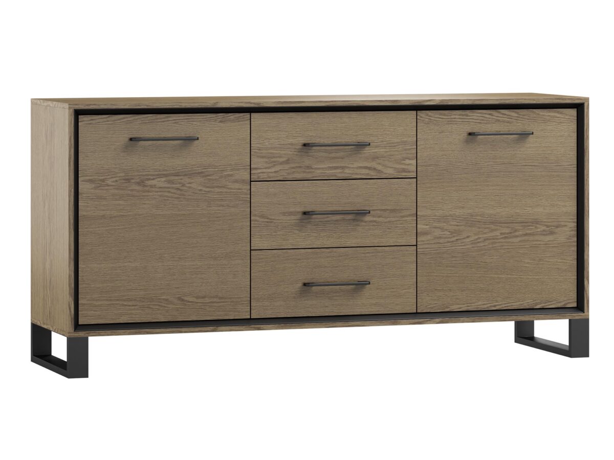 Elegante 2-türige Kommode braune Eiche Madox