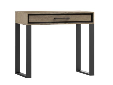 Drewniana toaletka z metalowymi nogami, nowoczesny styl