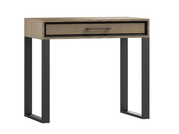 Dřevěná toaletní stolek s kovovými nohami, moderní styl