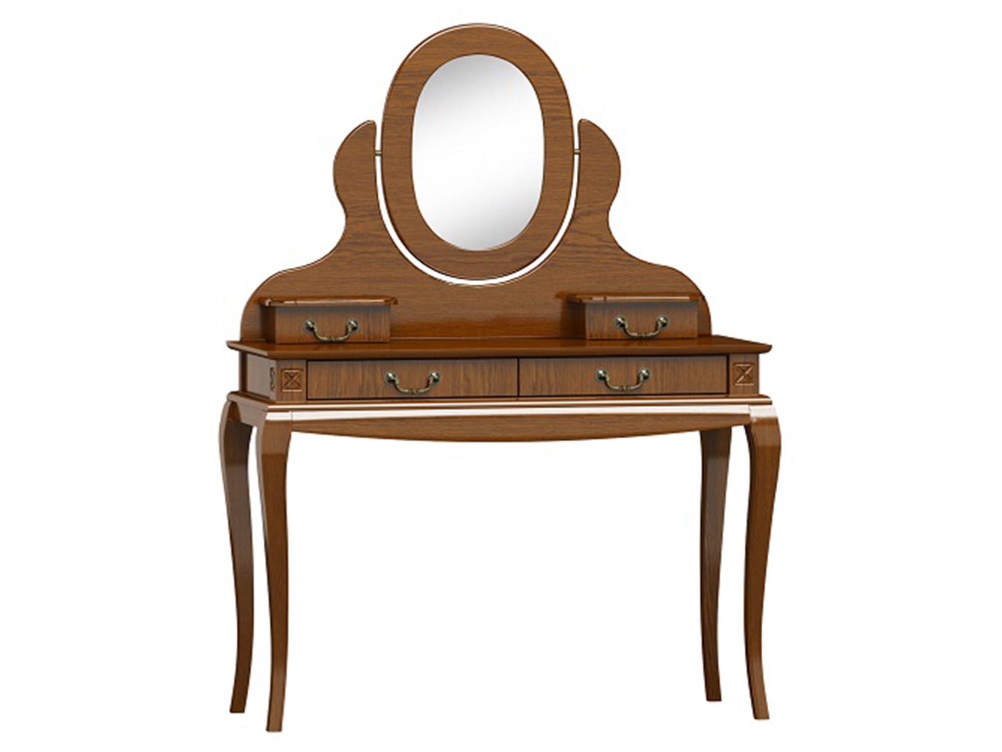 Klasyczna toaletka z lustrem, rzeźbionymi nogami i eleganckimi uchwytami do stylowej sypialni Klasyczna toaletka z lustrem, rzeźbionymi nogami i eleganckimi uchwytami do stylowej sypialni