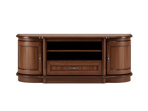 Miniatúra 5 - Drevená TV skriňa so sklenenými frontmi, klasický štýl, tmavé drevo