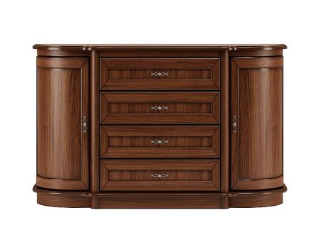 Drewniana komoda z szufladami i szafkami po bokach