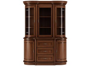 Miniatúra 5 - Drevená vitrína so sklenenými dverami a zásuvkami, klasický štýl, tmavé drevo