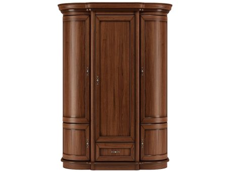 Drewniana szafa narożna z frezowanymi frontami, styl klasyczny, ciemne drewn