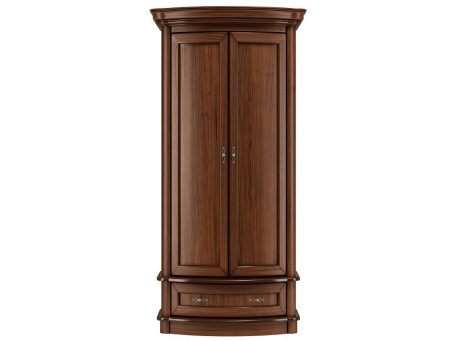 Drewniana szafa narożna z szufladami, styl klasyczny, ciemne drewno
