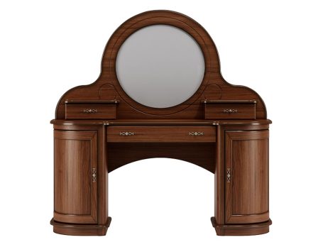 Drewniana toaletka z lustrem, styl klasyczny, ciemne drewno