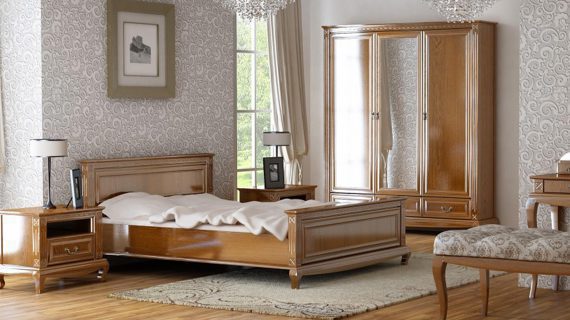 Miniaturka 5 - Klasyczna sypialnia z drewnianymi meblami, rzeźbionymi detalami i eleganckimi uchwytami w stylu vintage do luksusowego wnętrza