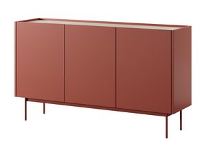 Miniatura 2 - Červená komoda se třemi dveřmi a kovovými nohami, moderní design