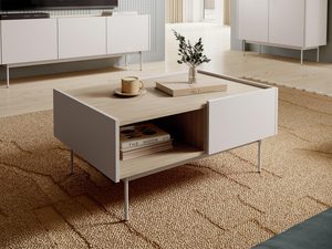 Miniatura 9 - Moderní konferenční stolek v barvě bílým s kovovými nohami v aranžmá obývacího pokoje