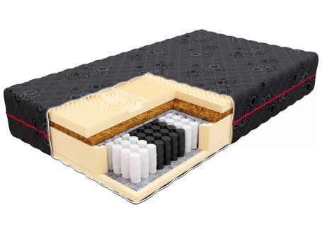 Przekrój materaca kieszeniowego z pianką i sprężynami