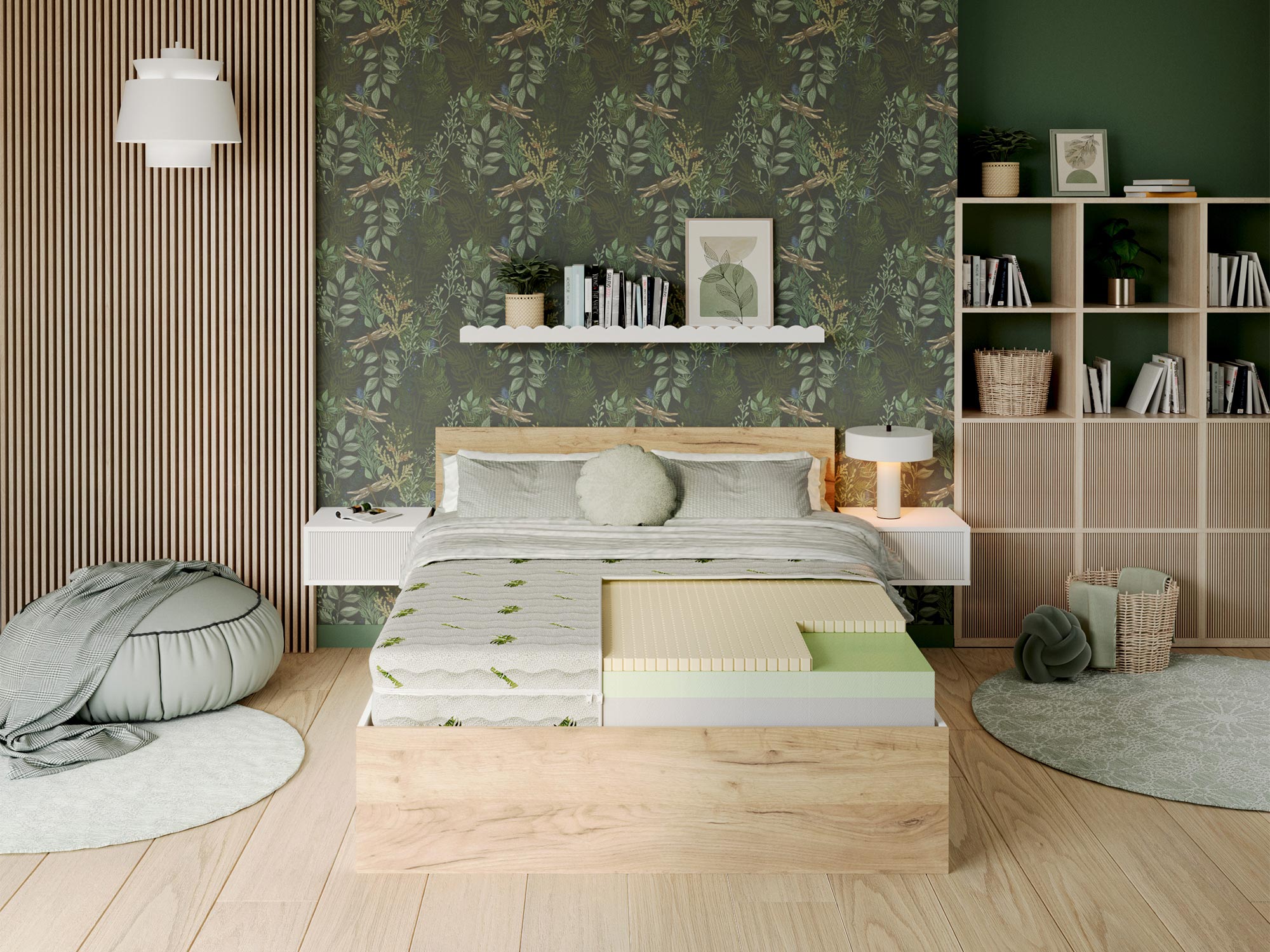 Piankowy antyalergiczny materac w stylowej sypialni