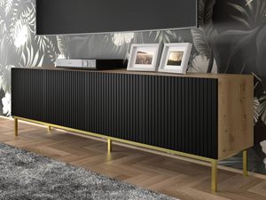 Miniatura 11 - TV skříňka v barvě czarno-dubovým z frezowaniami a nožkami zlatými