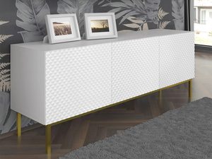 Miniaturka 5 - Biała komoda RTV z pionowymi listwami, styl nowoczesny