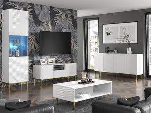 Miniaturka 6 - Nowoczesny salon z białymi i meblami RTV, styl industrialny