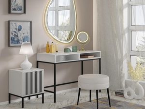 Miniatura 15 - Bílá toaletní stolek z svislými lištami, černé nohy, styl minimalistický