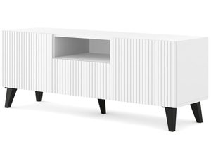 Miniatura 1 - Moderní bílá TV skříňka z frézovanými čely, otwierane dveře, skandinávský styl