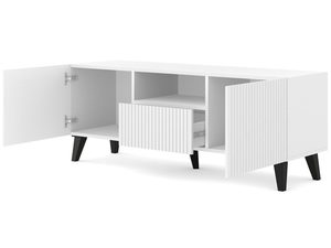 Miniatura 2 - Moderní bílý RTV stolek s frézovanými čely, minimalistický styl
