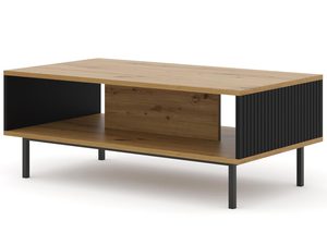 Miniatura 6 - Konferenční stolek z přírodním deskou a černými lištami, černé nožky, moderní styl