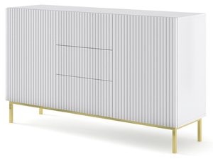 Miniaturka 1 - Komoda z frezowanymi białymi frontami, metalowe nogi, styl nowoczesny