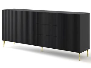 Miniatura 7 - TV skříňka z frézovanými černými čely, zlaté nohy, glamour styl