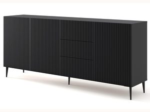 Miniatura 9 - TV skříňka z frézovanými černými čely, kovové nohy, loftový styl