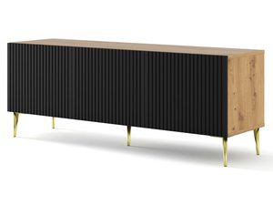 Miniatura 7 - TV skříňka dubová s černými čely, - Klasické spojení dřeva a czerni, solidne wykonanie.