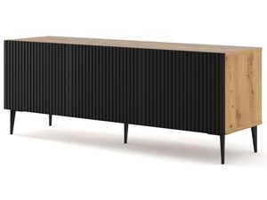 Miniatura 9 - TV skříňka dubová s černými čely- Moderní styl, tmavé povrchová úprava, minimalistická forma.