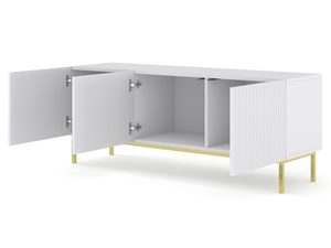 Miniaturka 2 - Szafka RTV z białymi frezowanymi frontami, złote nogi, styl glamour